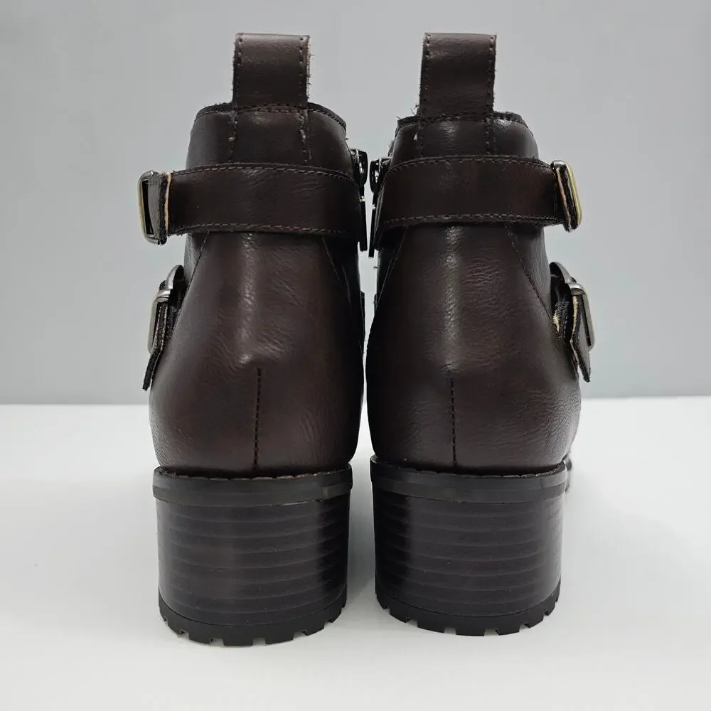 Blondo Shantel Moto Ankle Boot Womens 9 Brown Leather Waterproof Western NEW